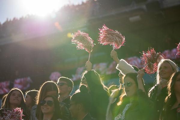 Fans in Bryant-Denny stadium shake shakers and cheer for the Tide